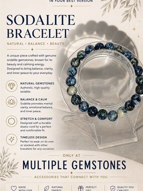 Sodalite Beaded Stretch Bracelet - Blue Sodalite